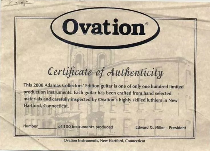 Adamas 2008 Collector's Certificate