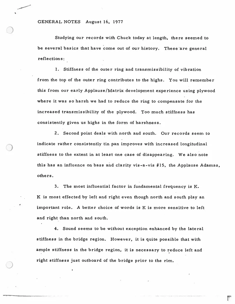 Miscellaneous notes from Charles H. Kaman - Internal R&D General Notes and Meeting Minutes 1976-1977
