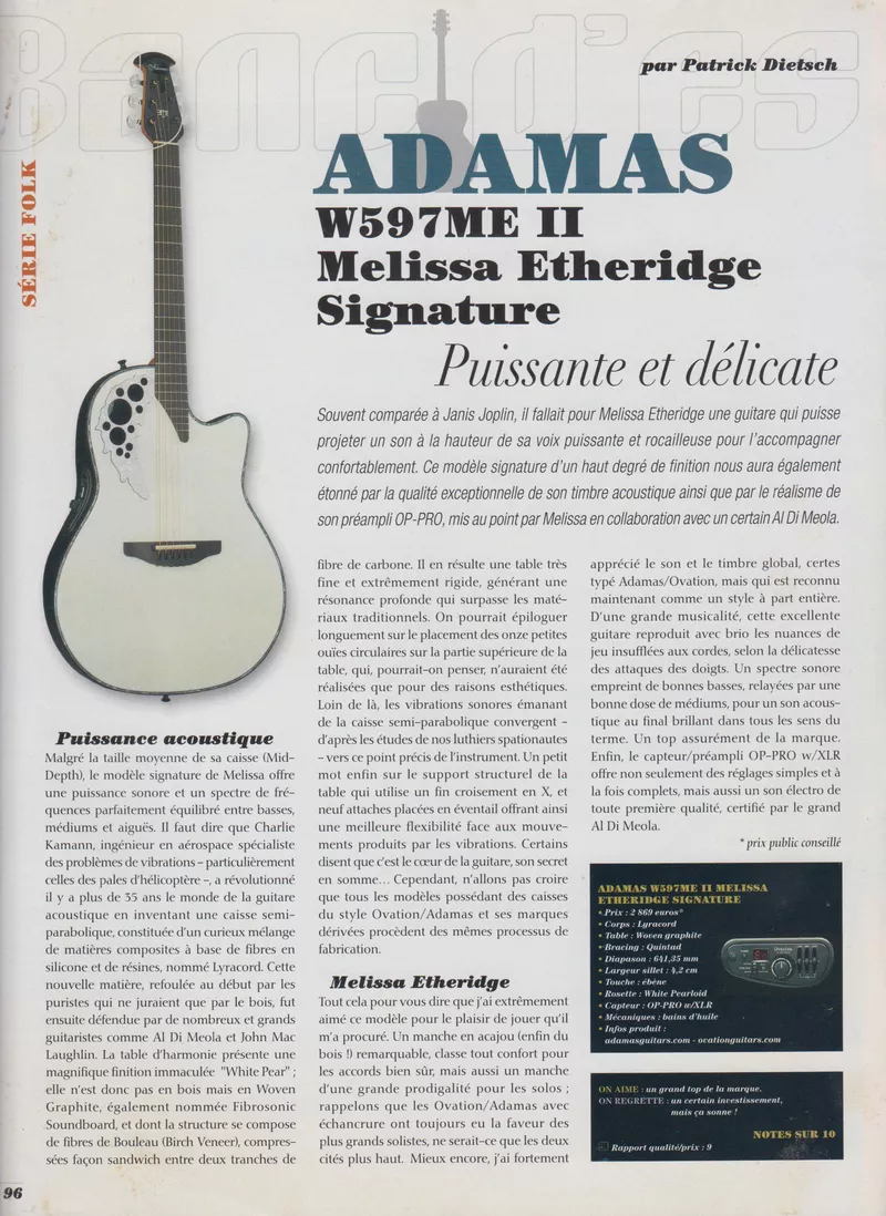 Adamas W597ME II Melissa Etheridge Signature - French Guitar Magazine Review