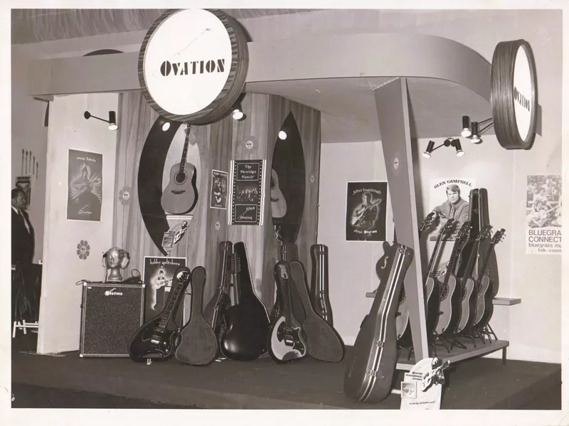 Photographic archives: Ovation booth (France), 1970s. Feat. Marcel Dadi