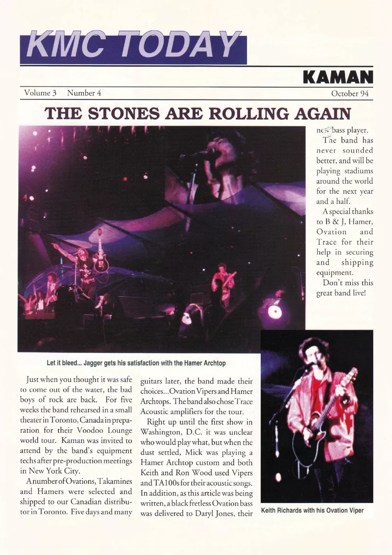 KMC Today - Kaman Music Corporation Newsletter, Volume 3 Number 4, October 1994