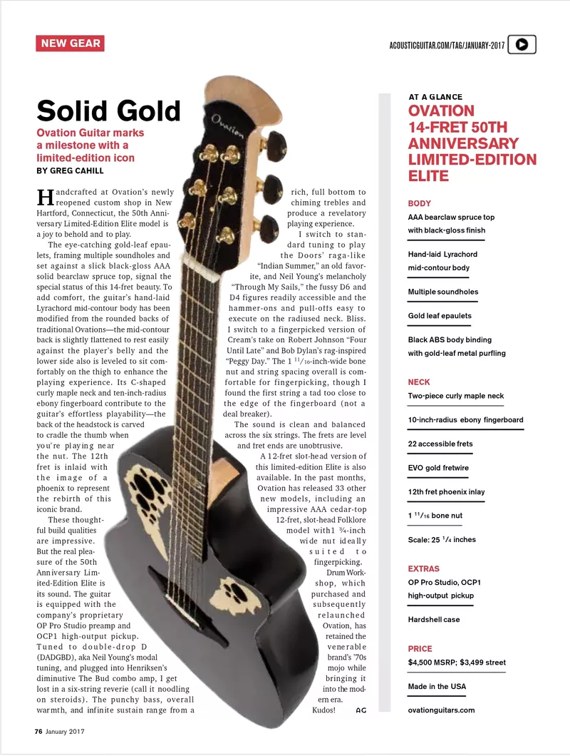 Acoustic Guitar Magazine - Ovation 50th Anniversary Limited-Edition Elite Review