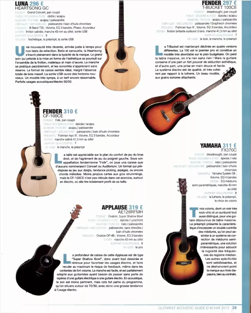 Guitarist Acoustic Guide d'Achat 2013 – Électro-Acoustiques (French Buying Guide)