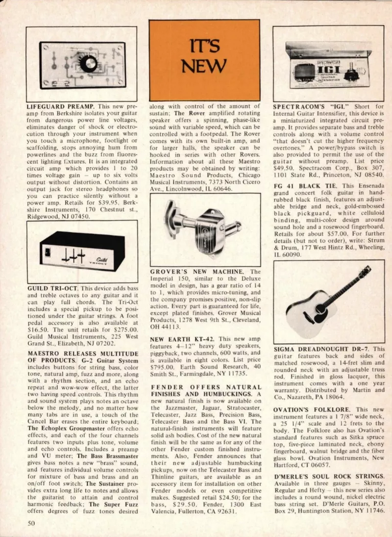 Ovation Folklore - Guitar Player Mag 'It's New' section