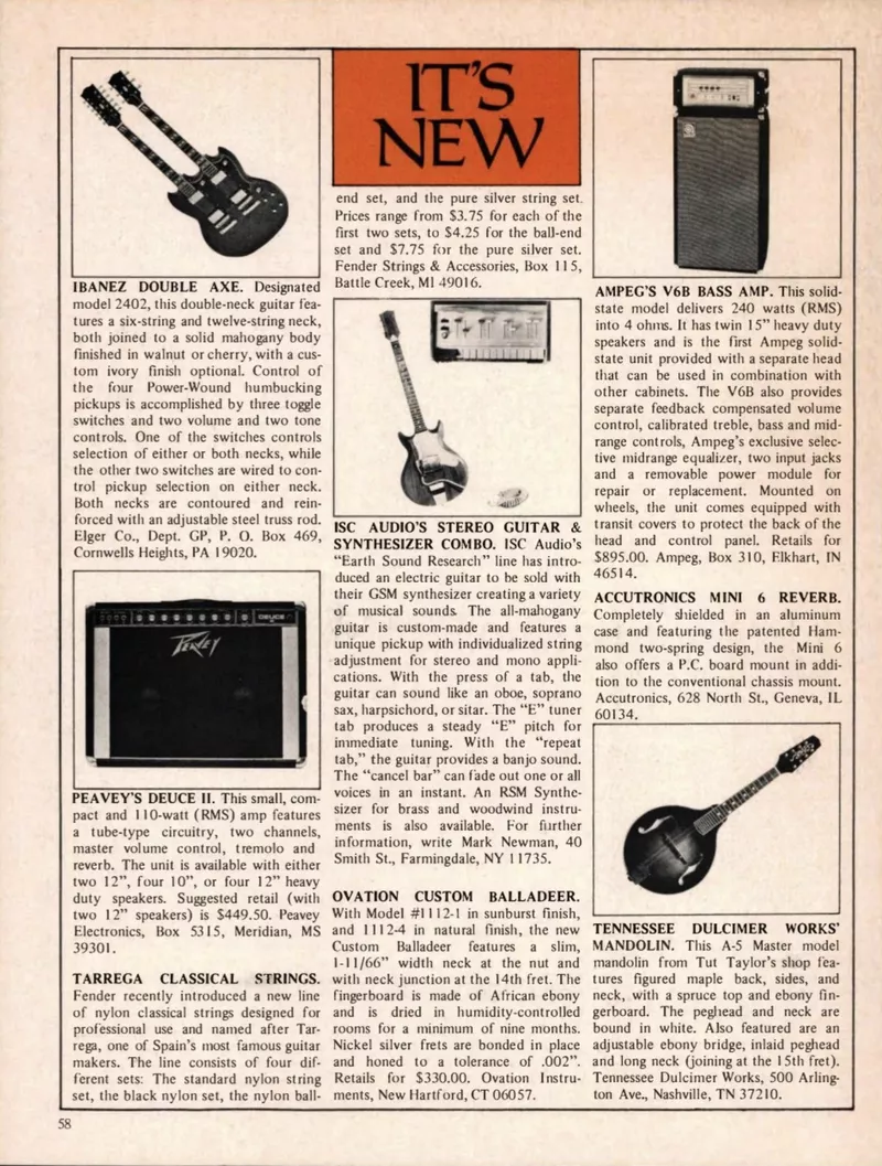 Ovation Custom Balladeer Product Feature - Guitar Player Magazine May 1974