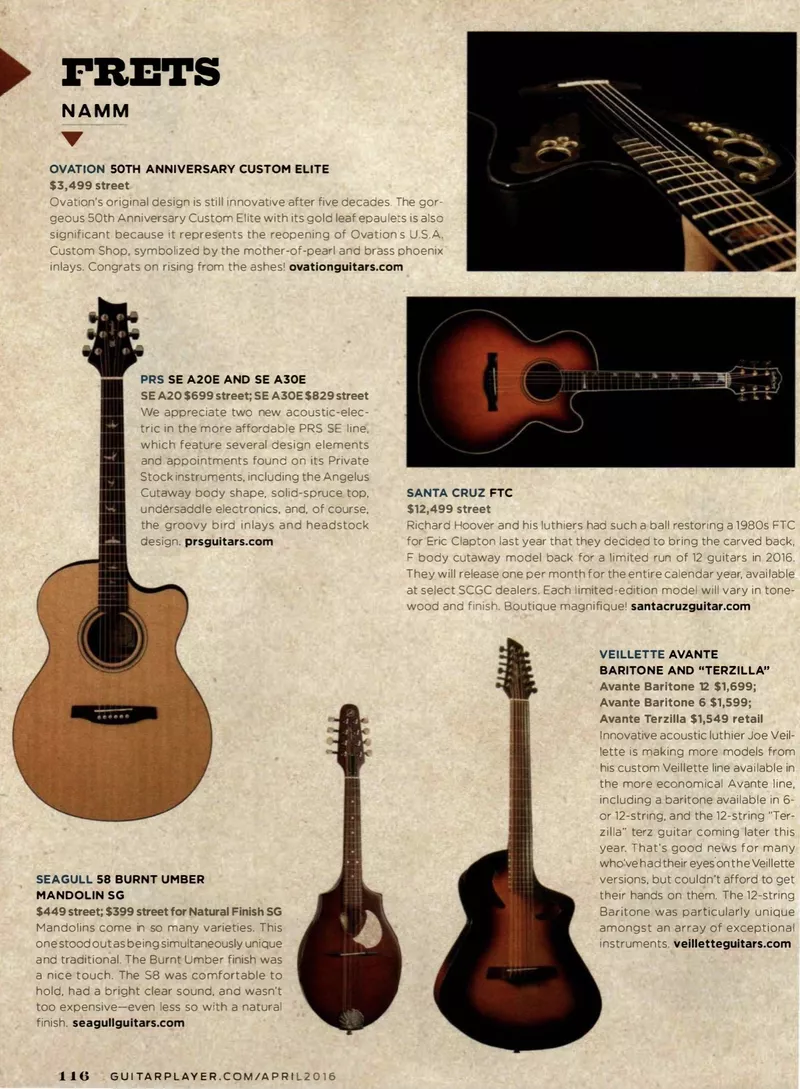 Ovation 50th Anniversary - Frets NAMM Section, Guitar Player Magazine -