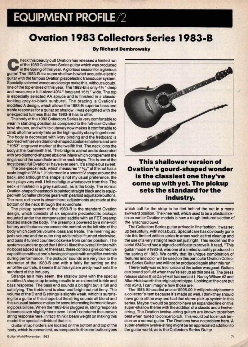 Ovation 1983 Collectors Series Review - Guitar World Mag
