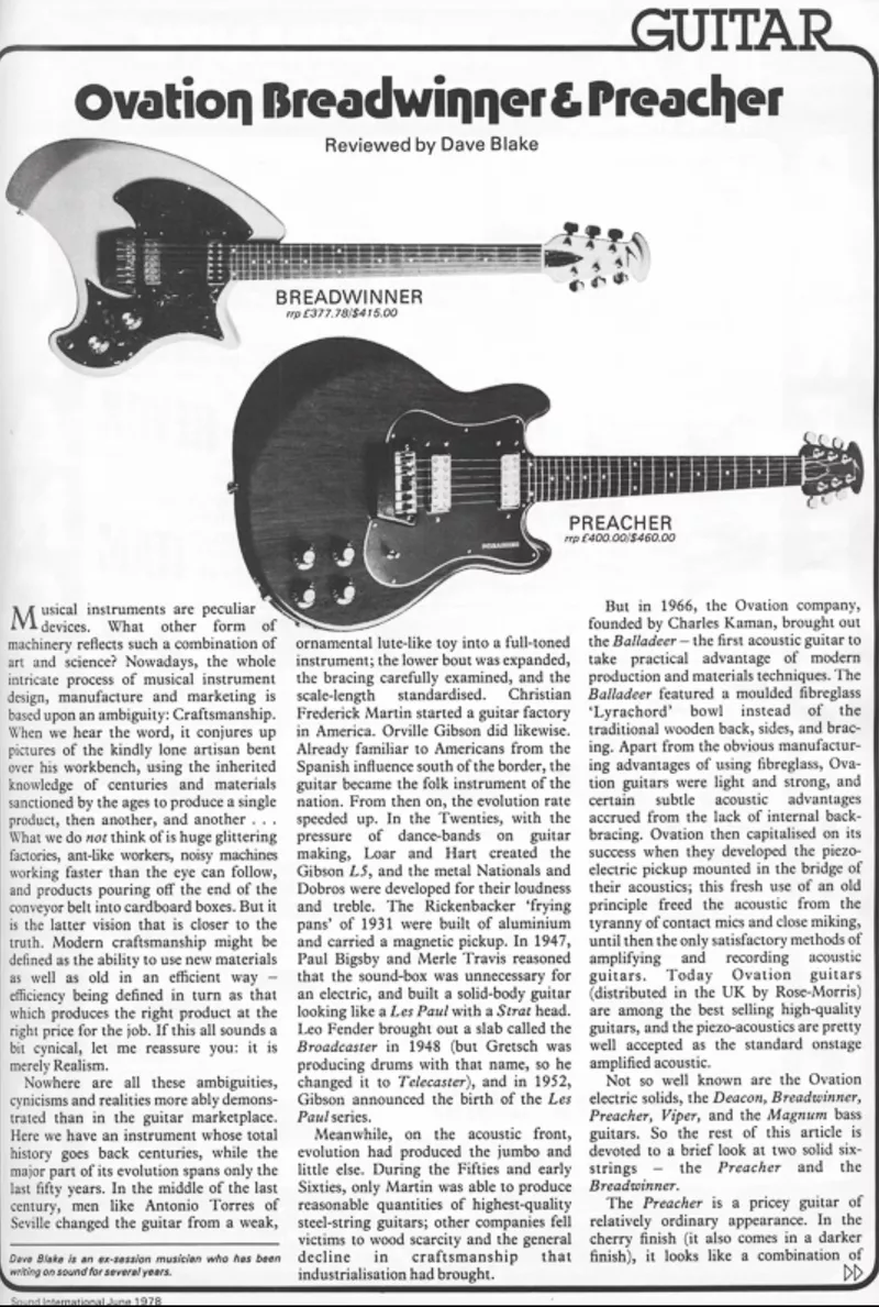 Ovation Breadwinner & Preacher Guitar Review