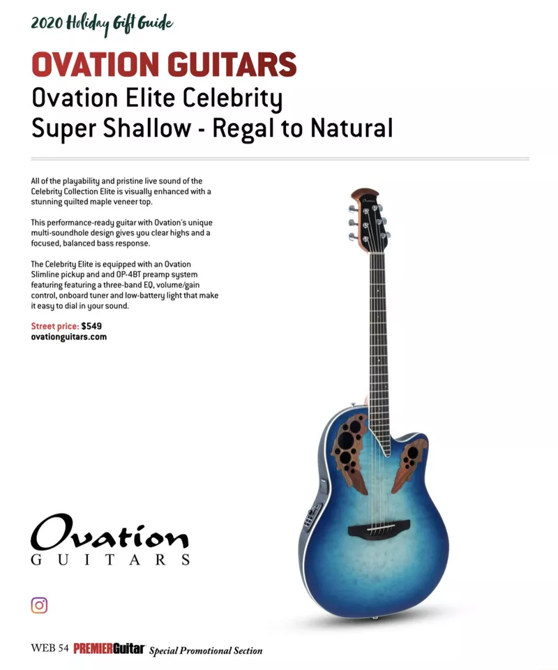 Ovation Guitars 2020 Holiday Gift Guide - Elite Celebrity Super Shallow