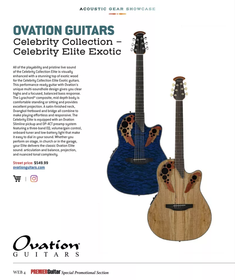 Ovation Guitars Celebrity Collection – Celebrity Elite Exotic Acoustic Gear Showcase