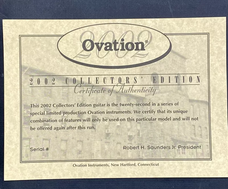 2002 Collector's Certificate of authenticity