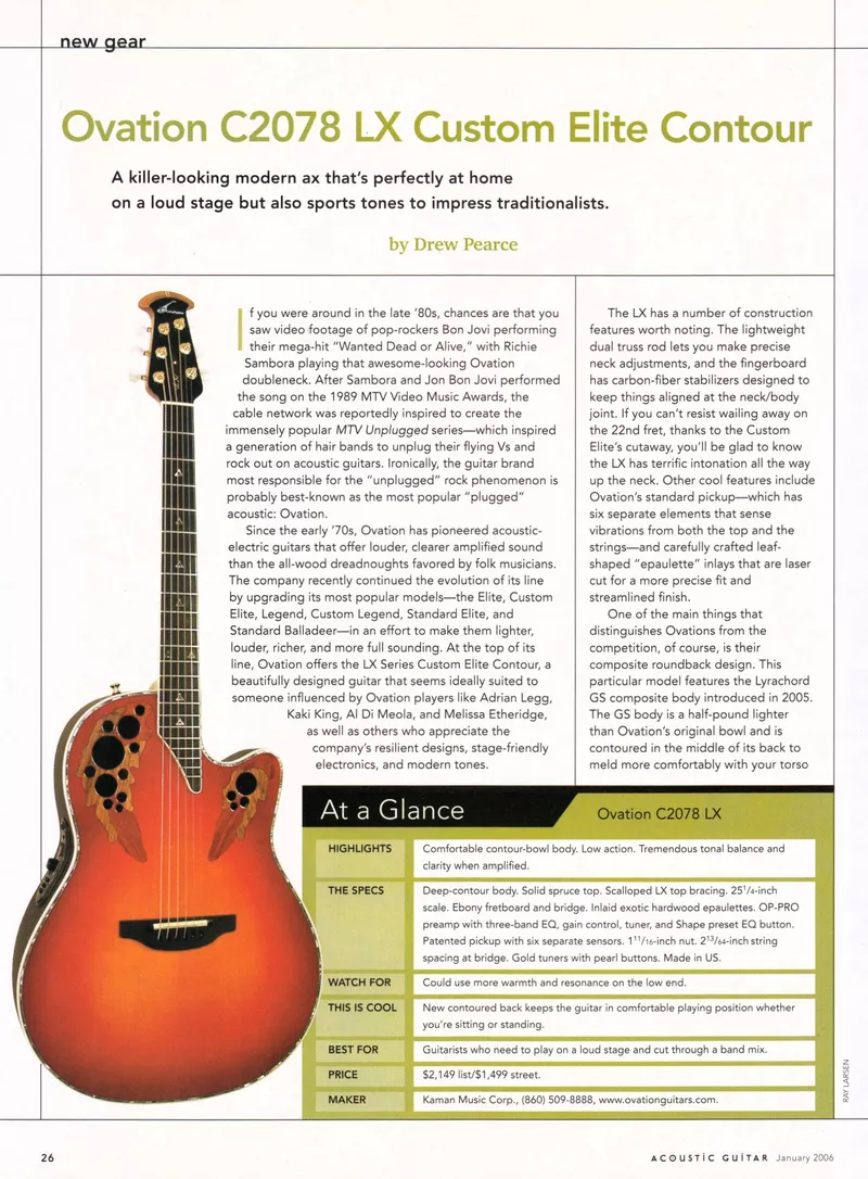 2006 Ovation C2078 LX US Acoustic Guitar Review 001