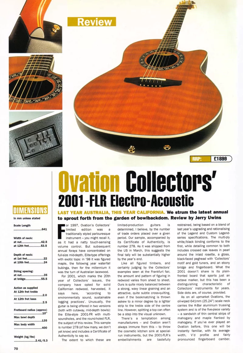 2001 Ovation Collector Model UK Review 001