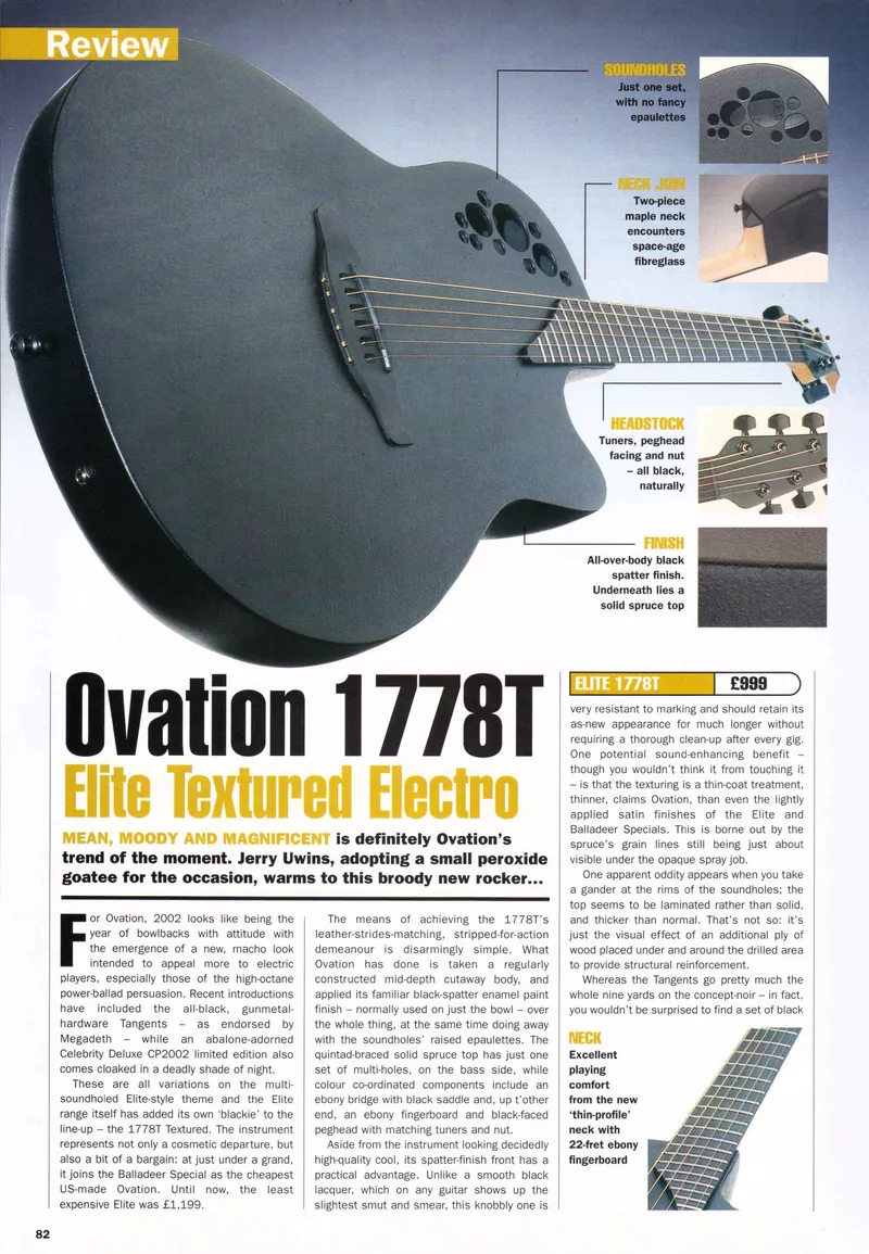 Ovation 1778T Elite Textured Electro Guitar Review - Guitar Mag