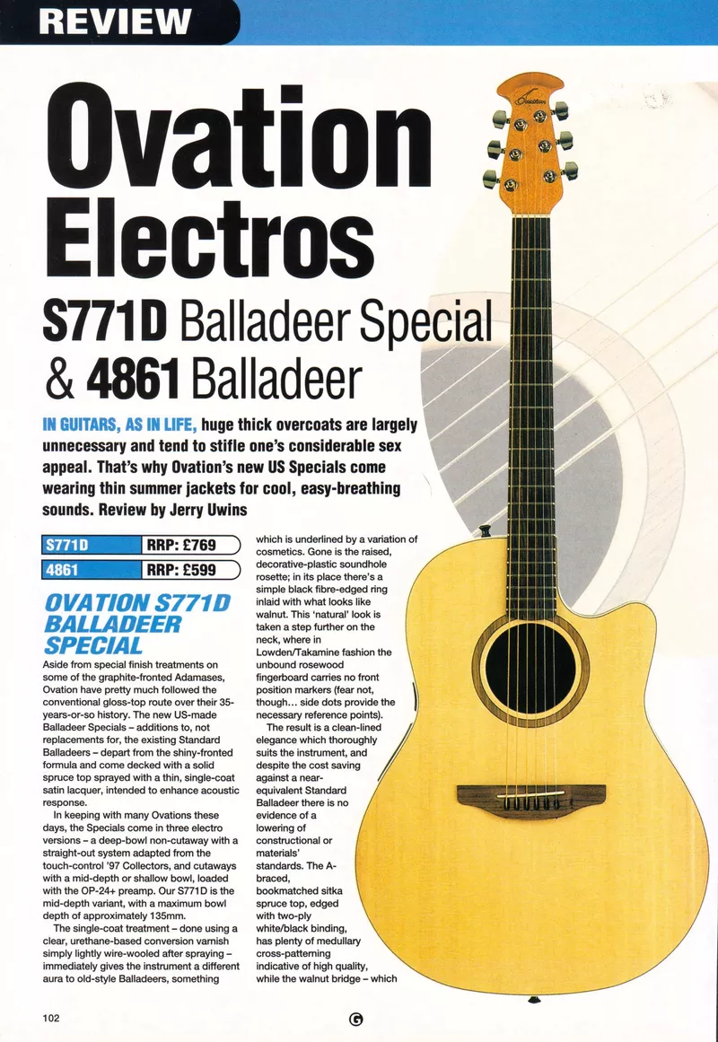 Ovation S771D Balladeer Special & 4861 Balladeer Review - Guitar Mag