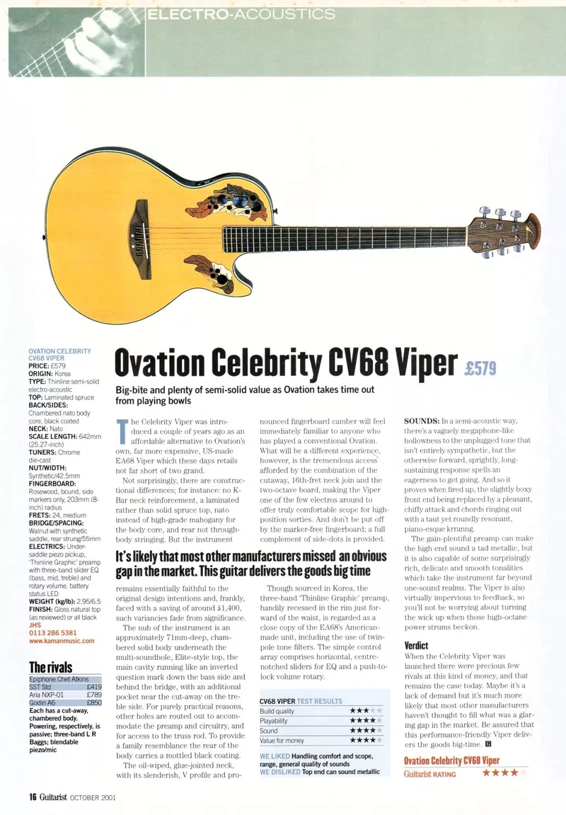 Ovation Celebrity CV68 Viper Review - UK Guitarist Magazine