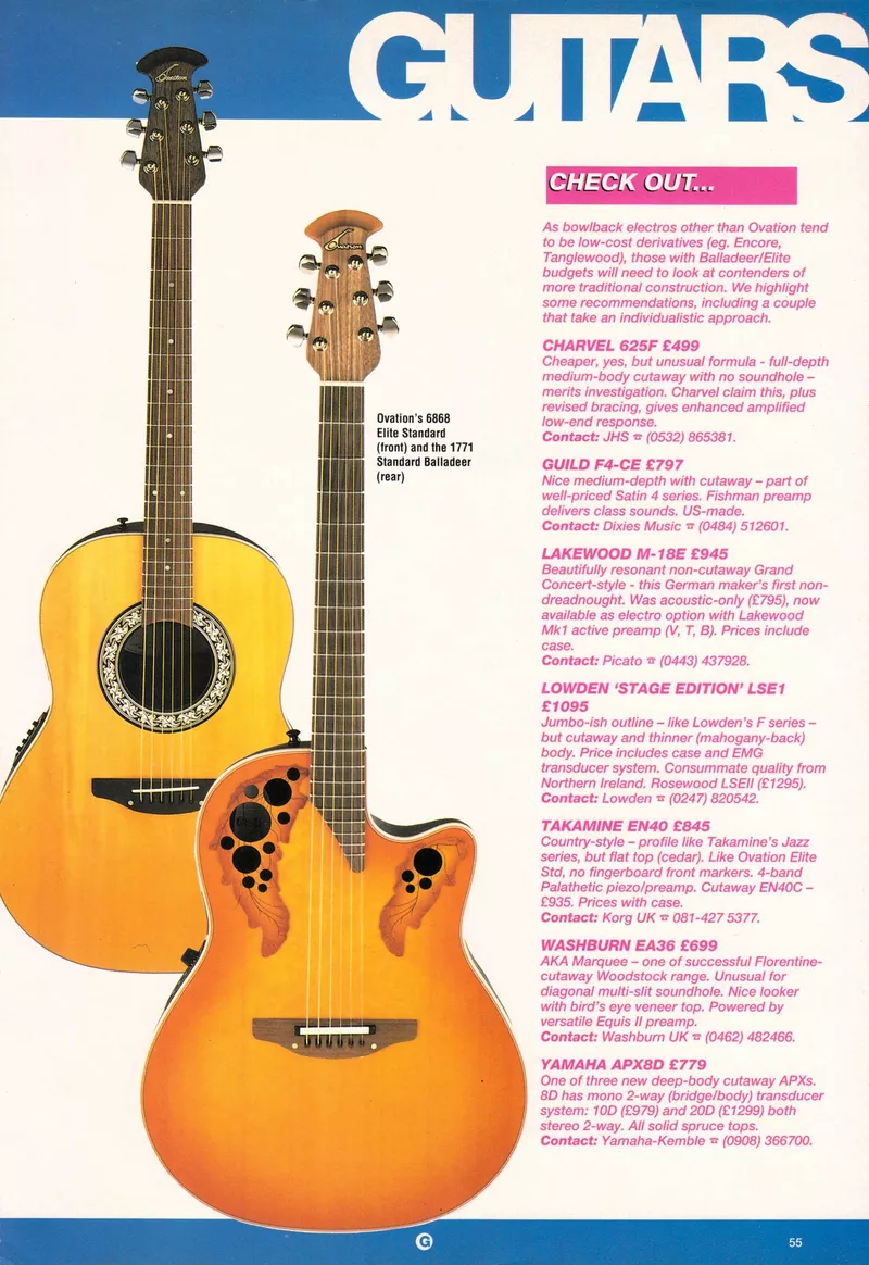 Ovation 1711 Std Balladeer & 6868 Elite Std Guitar Review - UK Guitar Mag
