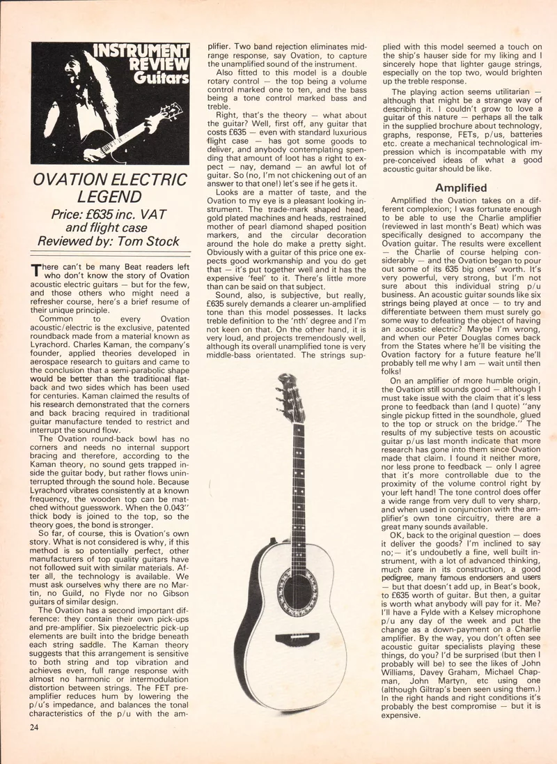 Ovation Electric Legend Guitar Review - UK Beat Magazine
