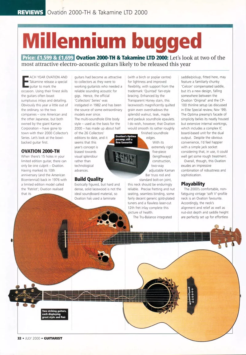 Ovation 2000-TH Collector & Takamine LTD 2000 Review - Uk Guitarist Mag