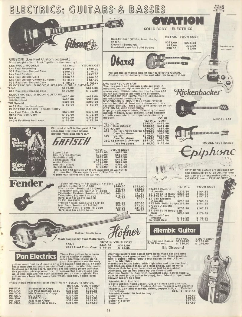 Multi-Brand Dealer Catalog Page featuring Ovation Solid Body Electrics