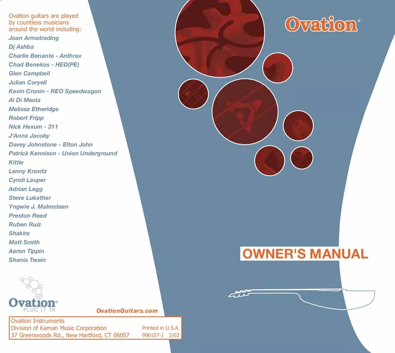 Ovation Guitars Owner's Manual (2003)