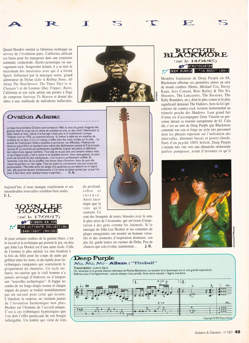 Ovation Adamas Feature in Guitare & Claviers French Magazine