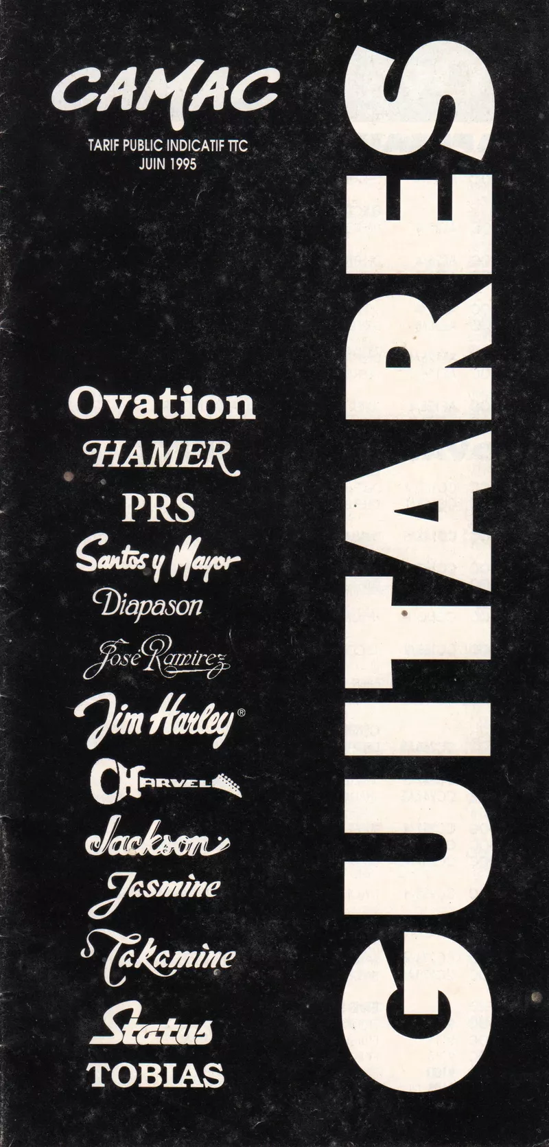 Ovation & CAMAC Guitares - French Distributor Price List