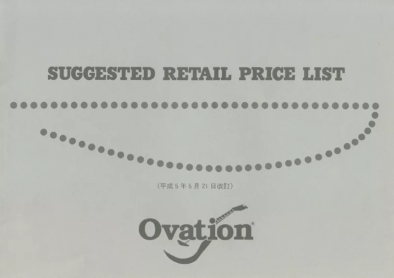 Ovation Full Line Suggested Retail Price List