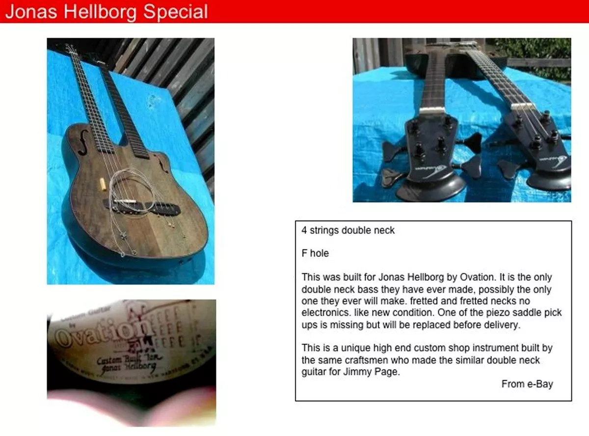1994 D868 X Jonas Hellborg Ovation Double Neck Bass Custom Order 0001