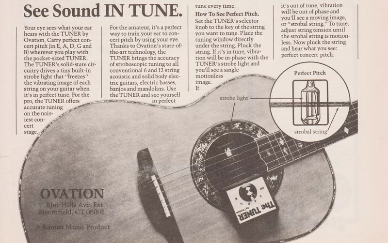 Ovation TUNER Advertisement - See Sound IN TUNE