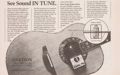 1978 Ovation Guitar Stoboscopic Tuner US Ad