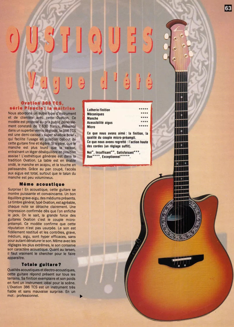 Ovation 306/386 TCS Pinacle Series - French Mag Review