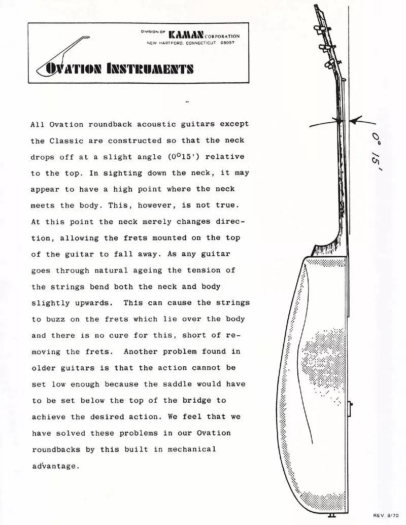 Ovation Instruments Acoustic Guitar Setup and Adjustment Guide Rev 08/1970