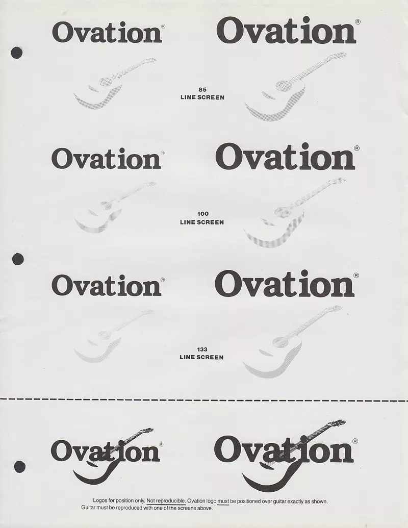 Ovation Guitar Logo and Screen Specification Sheet