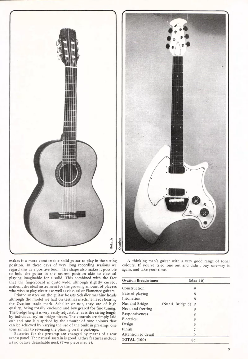 Ovation Breadwinner - UK Guitar Mag April 1975 Review