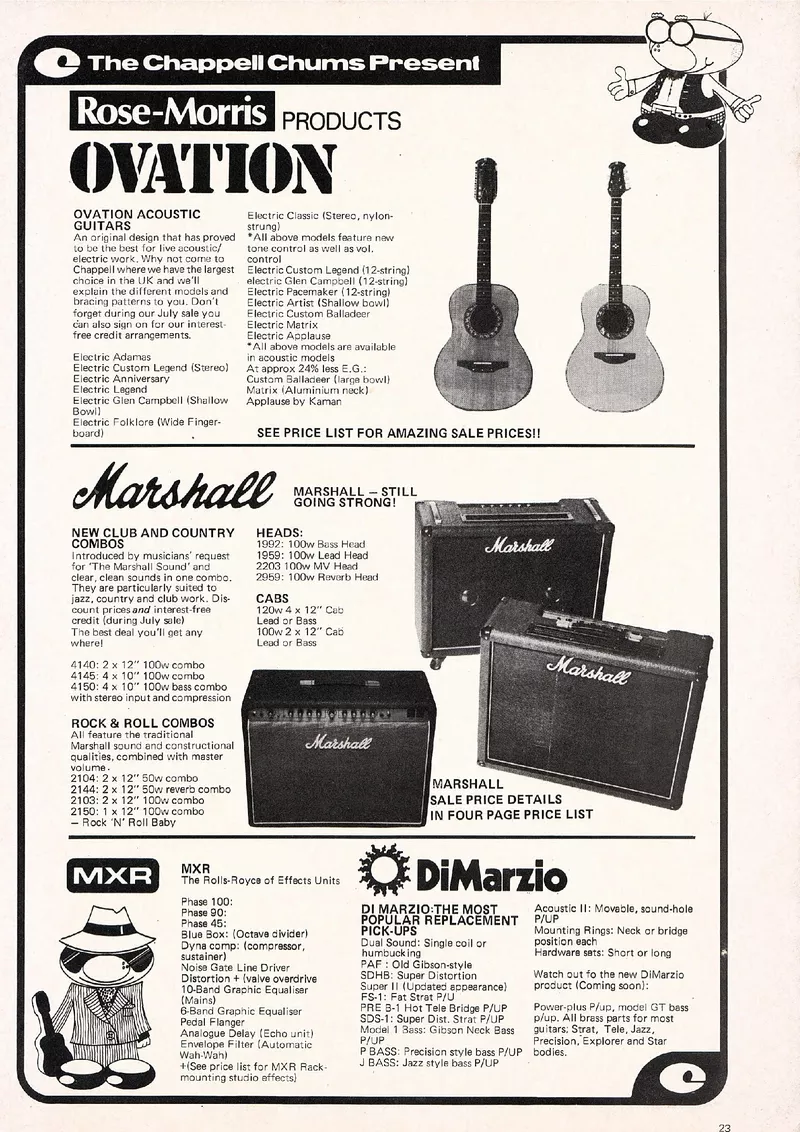 Ovation Guitars - Chappell Music Centres 1979 UK Sale Catalogue